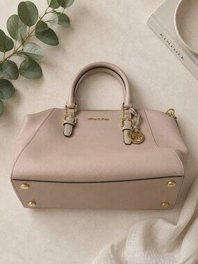 Michael Kors Ciara Large Saffiano Leather Top Zip Satchel In Ballet Pink